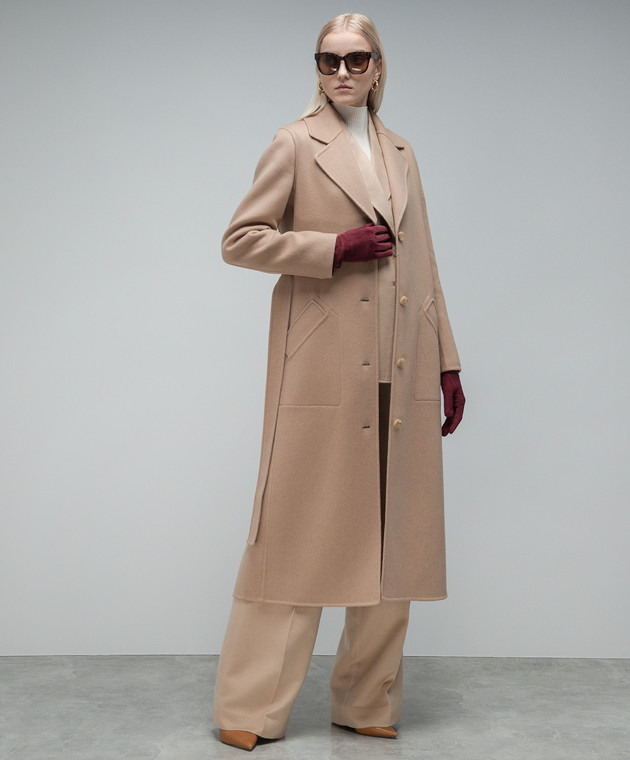 Gabriela Hearst William double-breasted cashmere coat with accent stitching in brown 1236018C076 image 3
