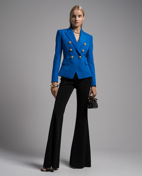 Balmain Синій двобортний жакет з вовни BF1SG008WC09