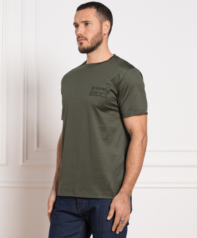 Stefano Ricci Зелена футболка з вишивкою логотипу MNH3102250TE0001 зображення 3