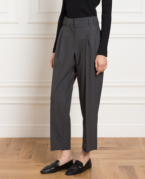 Brunello Cucinelli Серые брюки с шерстью с цепочкой мониль M0W07P8308
