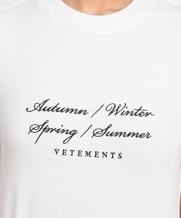 Vetements White t-shirt with logo embroidery WE54TR100W image 5