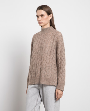 Brunello Cucinelli Коричневый свитер с люрексом MBG747604P