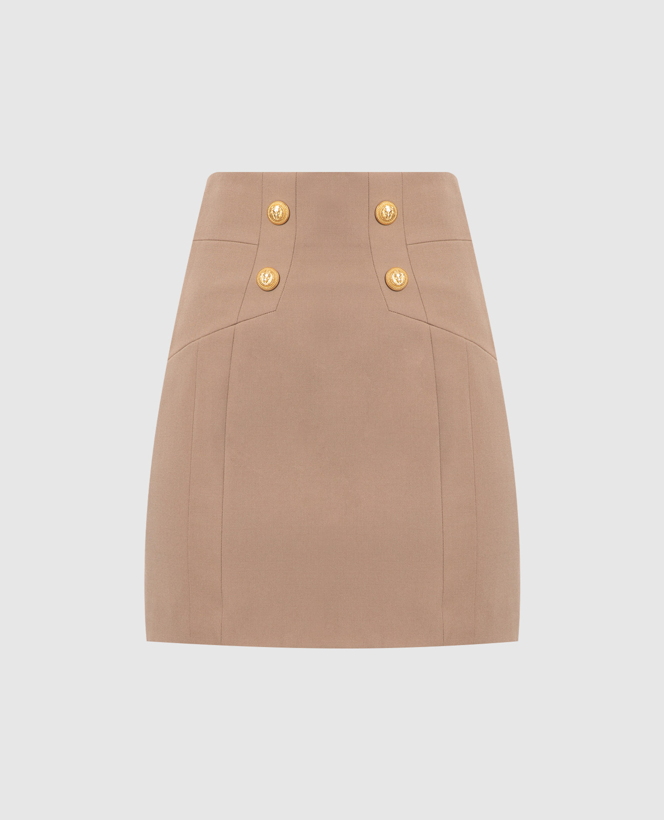 Brown wool skirt with branded rivets