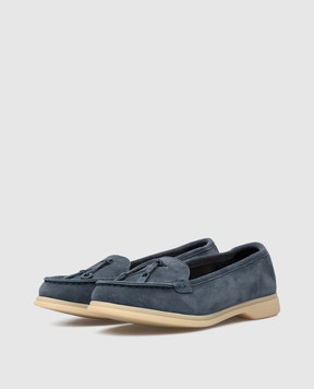 Loro Piana Детские серые замшевые слипперы F3FAI1634