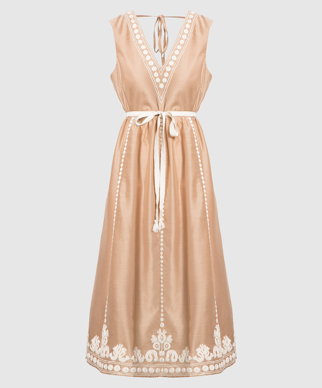 Twinset Brown midi dress with embroidery 231LM2FBB