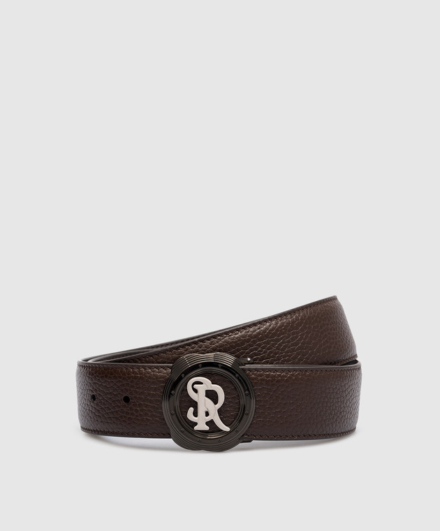 Stefano Ricci Brown leather belt with logo N381VKC530U1