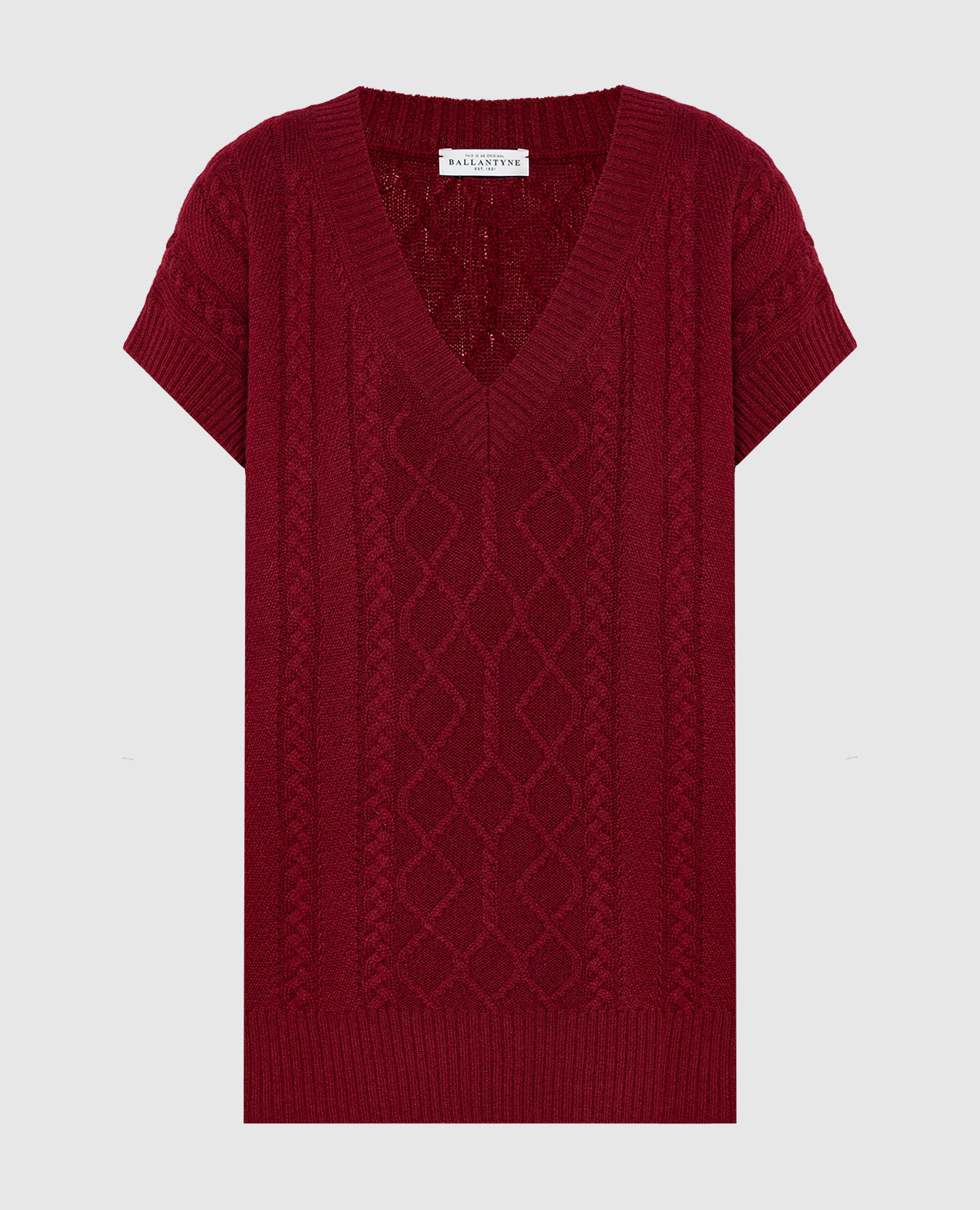 Burgundy vest made of wool in a textured pattern