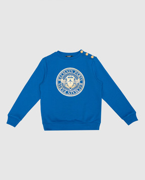 Balmain Детский синий свитшот с принтом логотипа BT4P60Z0081410