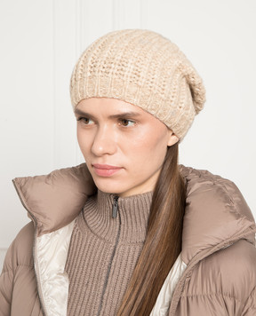 Peserico Бежева шапка в фактурний візерунок S36150F0309196