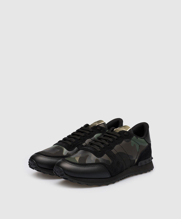 Valentino Black Rockrunner combination sneakers in camouflage print 2Y2S0723TCC изображение 2