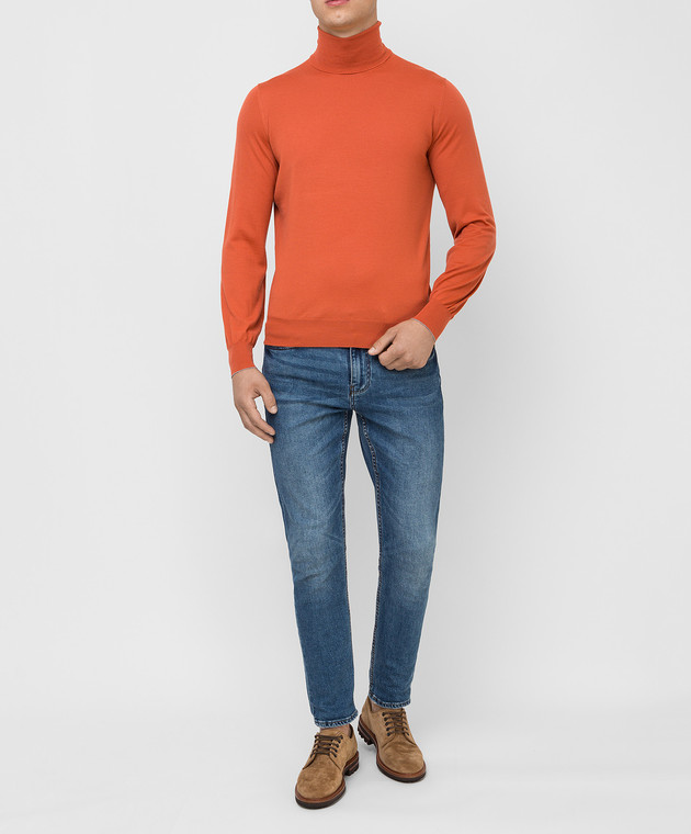 Brunello Cucinelli Оранжевый гольф из шерсти и кашемира M2400103 изображение 2