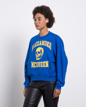 Alexander McQueen Синій світшот з принтом логотипа 752345QZAJ5