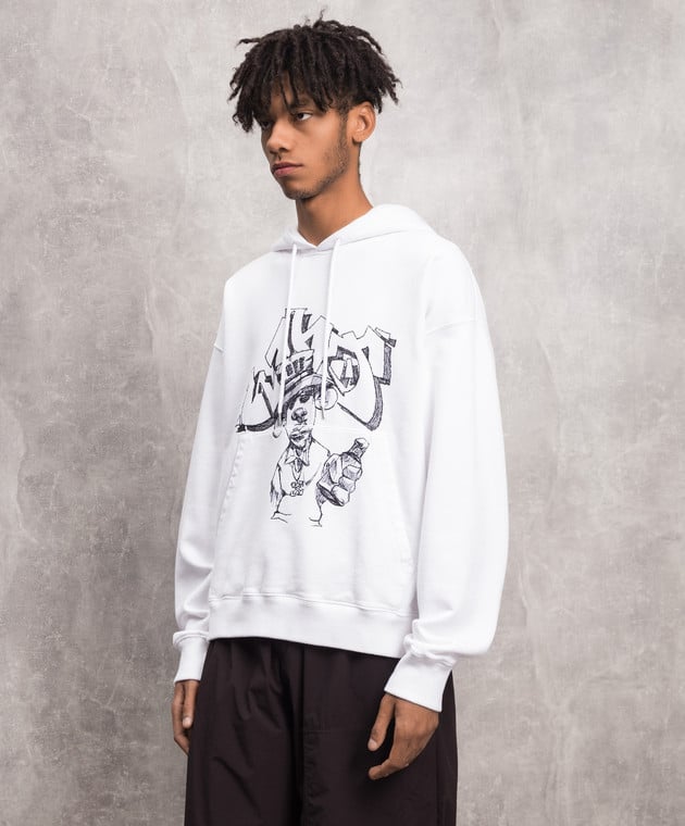 Off White Graff Freest Over Skate Embroidered Hoodie in White