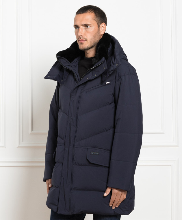 Kiton Blue quilted down jacket UW1538YC4020 image 3