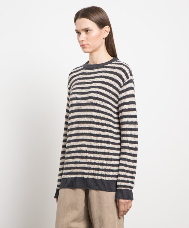Brunello Cucinelli Gray jumper with sequins in a stripe M19580210P image 3