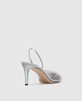 Giuseppe Zanotti Серебристые слингбеки Braquel с кристаллами E350004