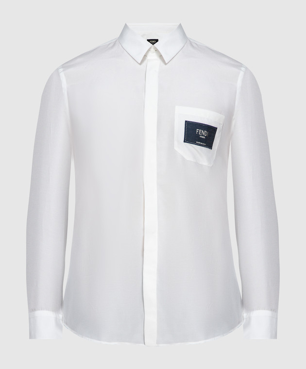 Fendi Біла сорочка з патчем логотипу FS0585A9RT