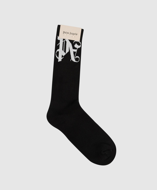 Palm Angels Black monogrammed socks PMRA001E23FAB002