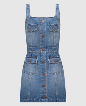 Balmain Блакитна джинсова сукня міні з ефектом потертості BF1R2270DD62