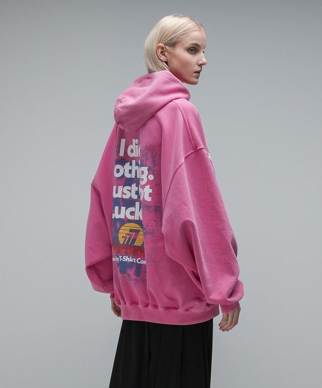 Vetements Pink hoodie with a print UE54HD540Hw image 4