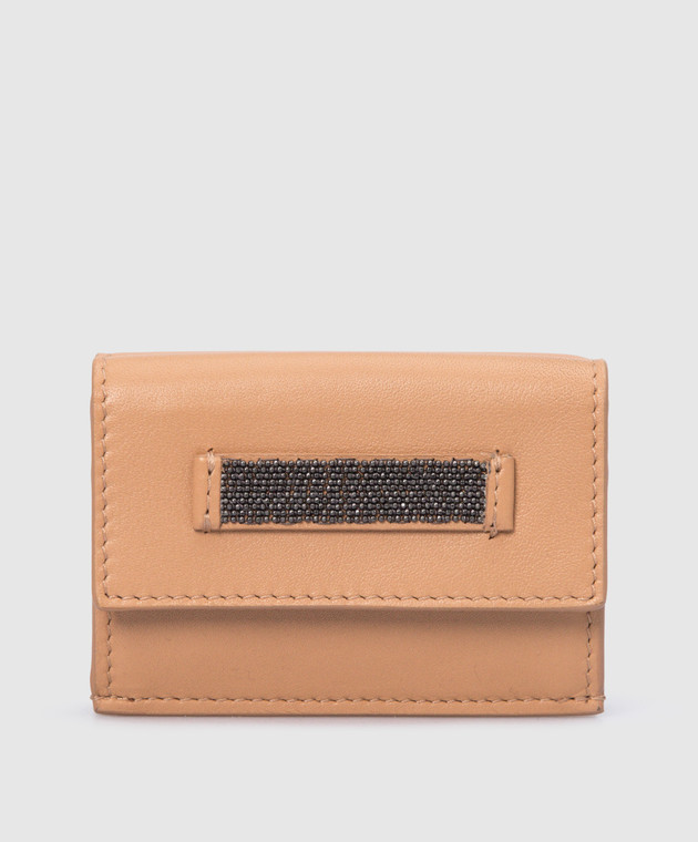 Brunello Cucinelli Світло-коричневий шкіряний гаманець із моніллю MWRLD2405