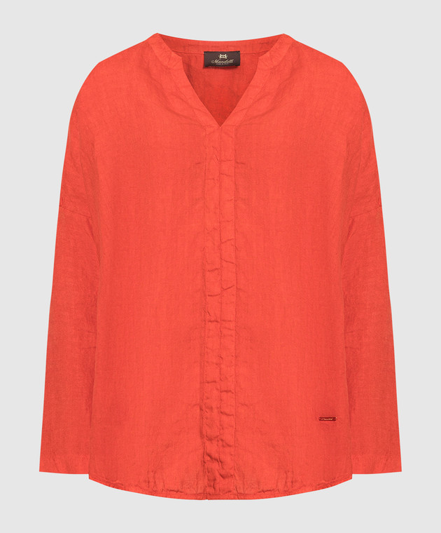 Enrico Mandelli Red linen blouse with logo 0DAFNE5182