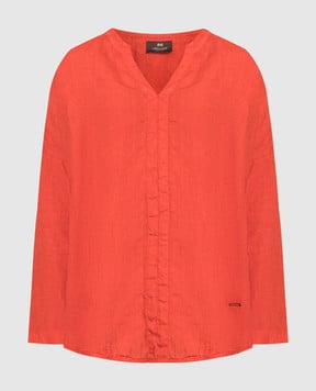 Enrico Mandelli Червона блуза з льону з логотипом 0DAFNE5182