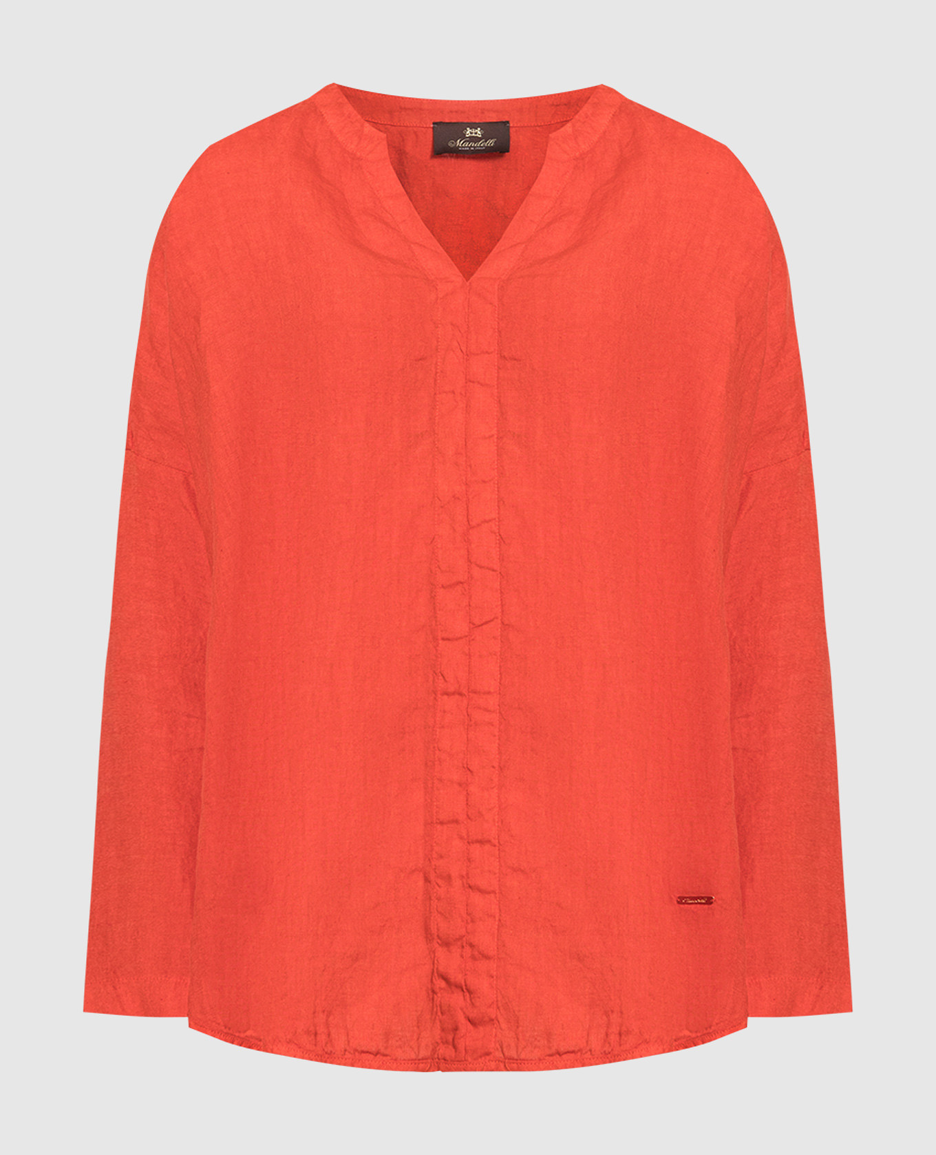 Red linen blouse with logo