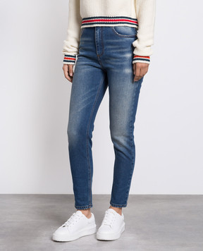 Balmain Сині джинси-слім з ефектом потертості BF1MG006DD64