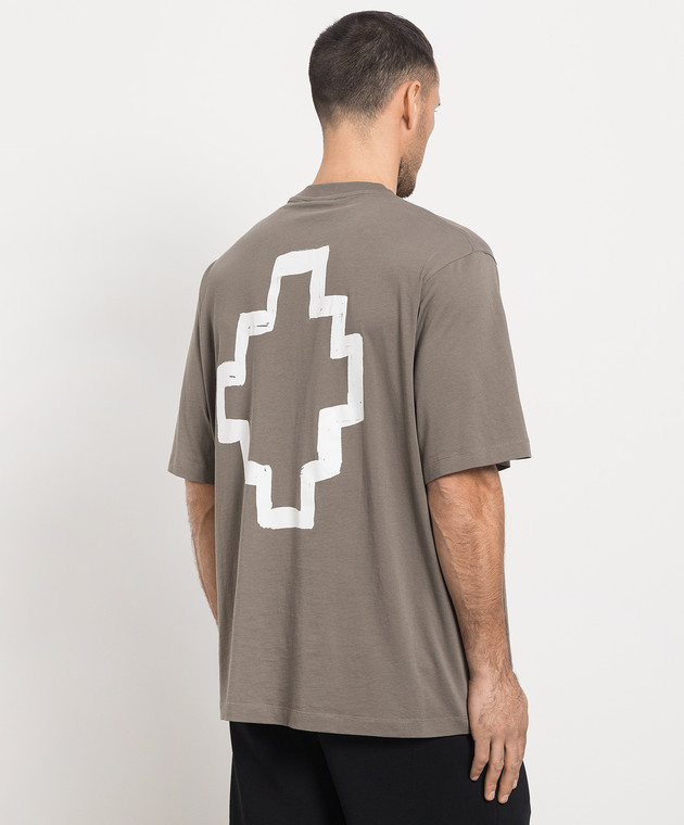 Marcelo Burlon TEMPERA CROSS OVER khaki t-shirt with logo print CMAA054C99JER001 изображение 4