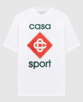 Casablanca Біла футболка Casa Sport з принтом 3D-логотипа MF23JTS00121