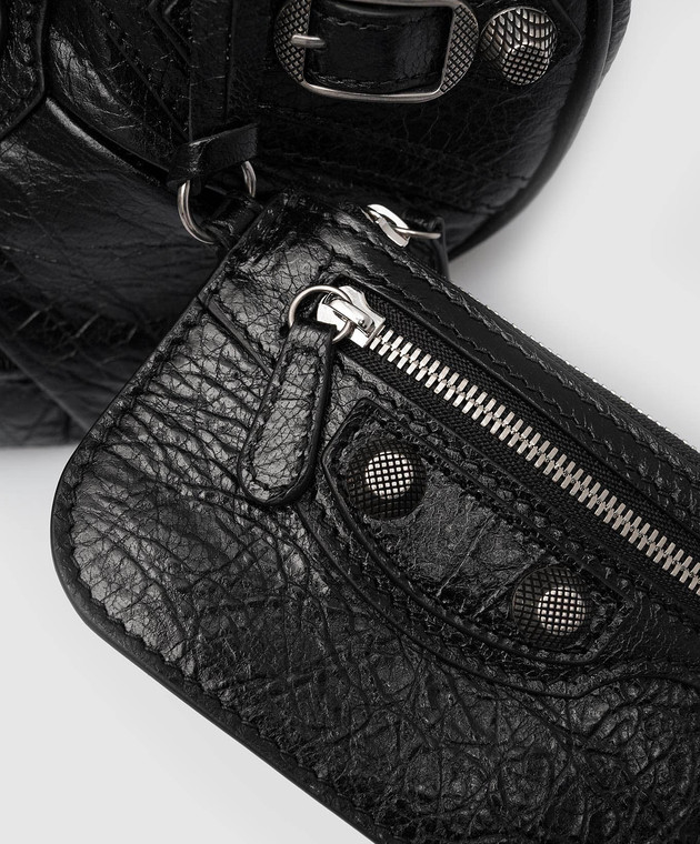 Balenciaga Черная кожаная сумка-хобо LE CAGOLE XS 6713091VG9Y изображение 5