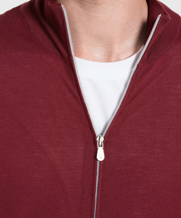 Brunello Cucinelli Бордовый кардиган из шерсти и кашемира M2400106 изображение 5