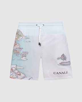 Canali Голубые шорты для плавания с принтом UA0006893009