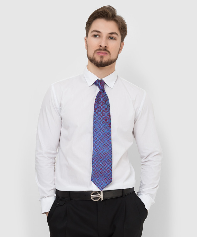 Stefano Ricci Синій шовковий краватку у візерунок CCXDD44206 зображення 2