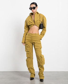 Off-White Жовта укорочена блуза OWGA118F22FAB001