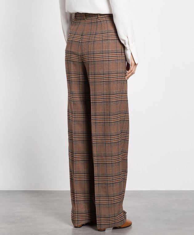 Max Mara Коричневые брюки Cabarra из шерсти в клетку GABARRA изображение 4