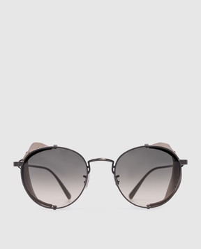 Brunello Cucinelli Коричневі сонцезахисні окуляри Cesarino зі шкіряним боковим захистом колаборація з Oliver Peoples MOCCES002