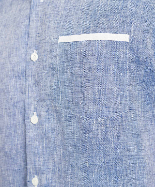 ISAIA Blue melange linen shirt 008210C7636 изображение 5