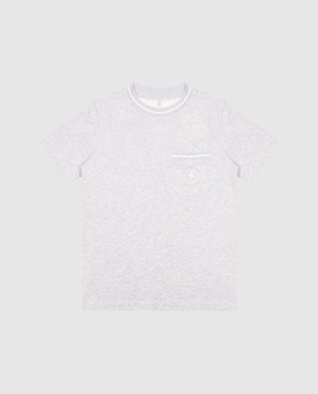 Brunello Cucinelli Дитяча сіра меланжева футболка з принтом B0B13T156A