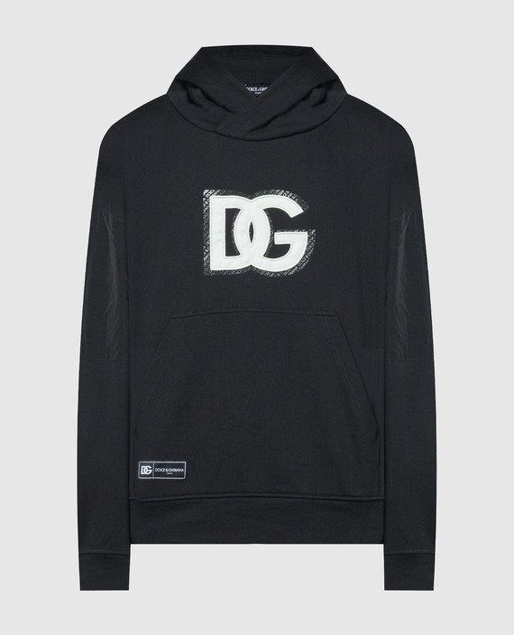Black hoodie with logo patch