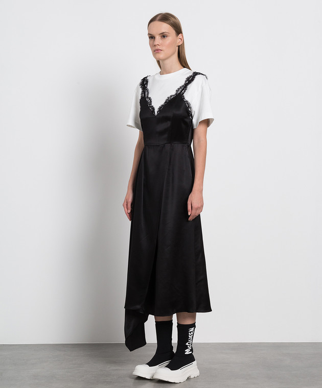 Alexander McQueen Чорна сукня міді з мереживом 710387QLAB7 зображення 3