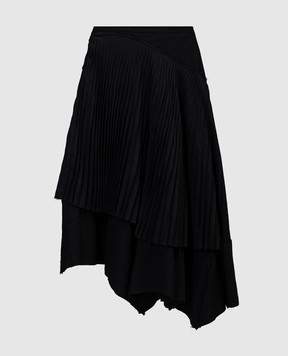 Marc Le Bihan Черная юбка асимметричного кроя из шерсти с плёсированием 2546H2324