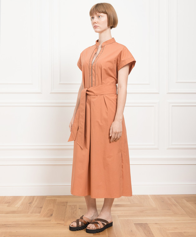Brunello Cucinelli Руда сукня міді з еколатунню MP127A4958 зображення 3