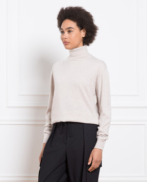Brunello Cucinelli Бежевый гольф из кашемира с цепочкой мониль M12150103P
