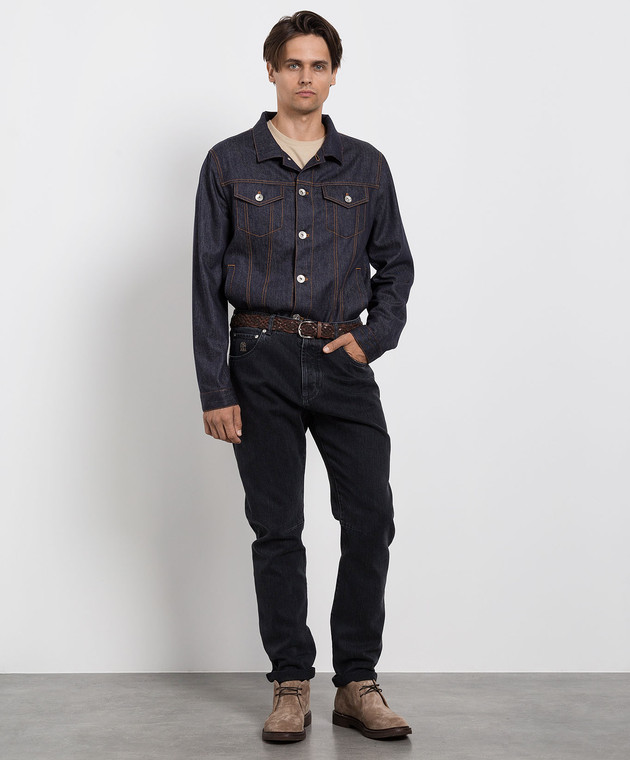 Brunello Cucinelli Темно-серые джинсы с патчем логотипа ME245X1290 изображение 2