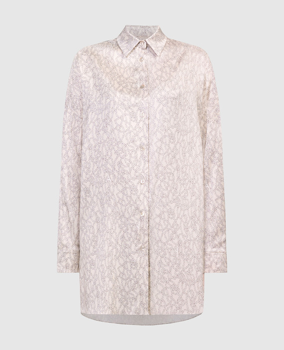 Beige silk blouse in Hundred knots pattern