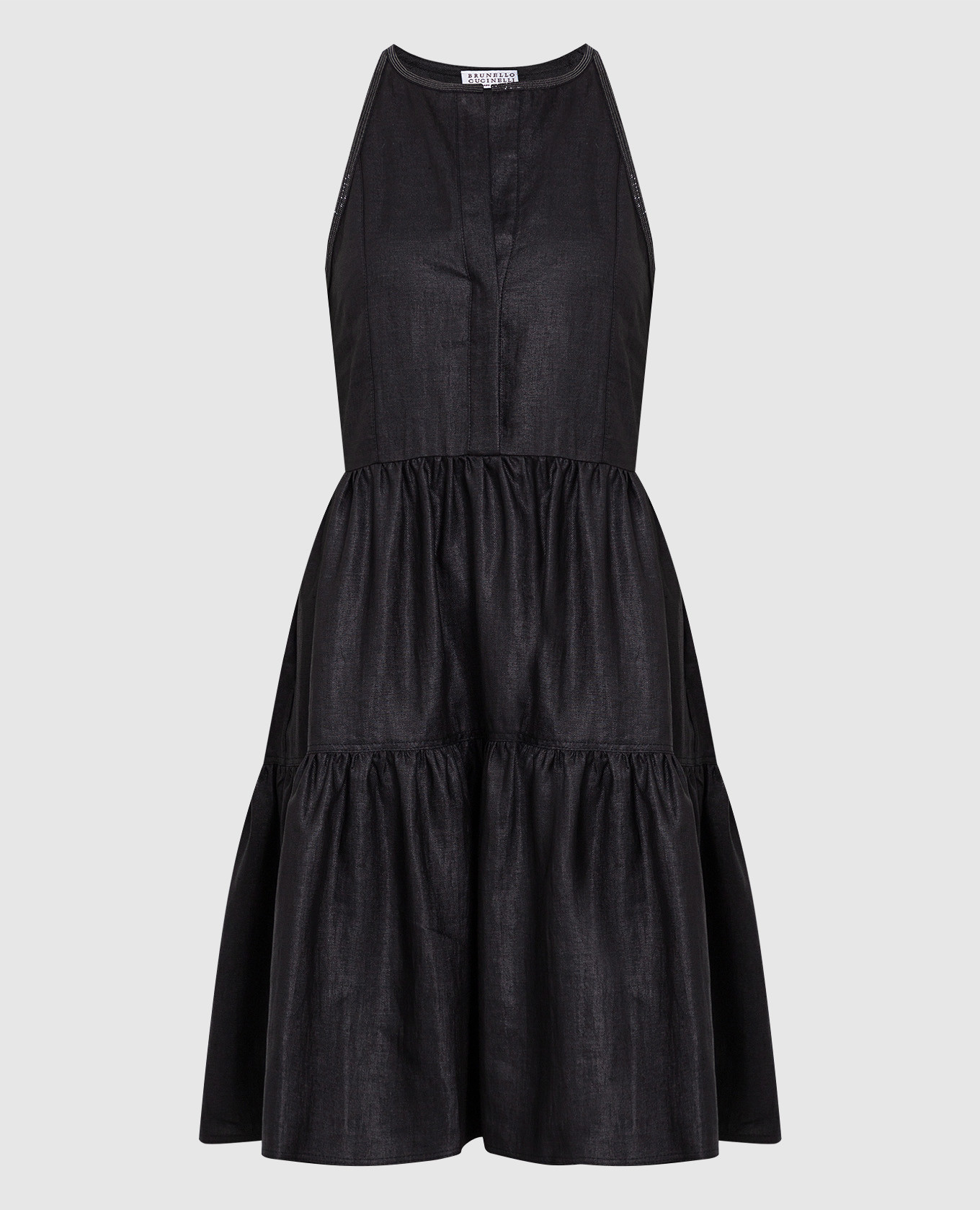 Черное платье с цепочками из эколатуни