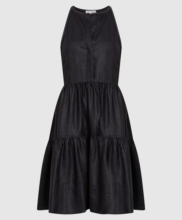 Brunello Cucinelli Чорна сукня з ланцюжками з еколатуні MH135A4884