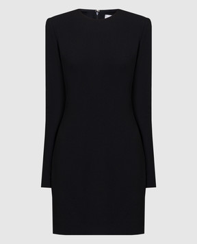 Victoria Beckham Черное платье-футляр с шерстью с молниями 1124WDR005281A